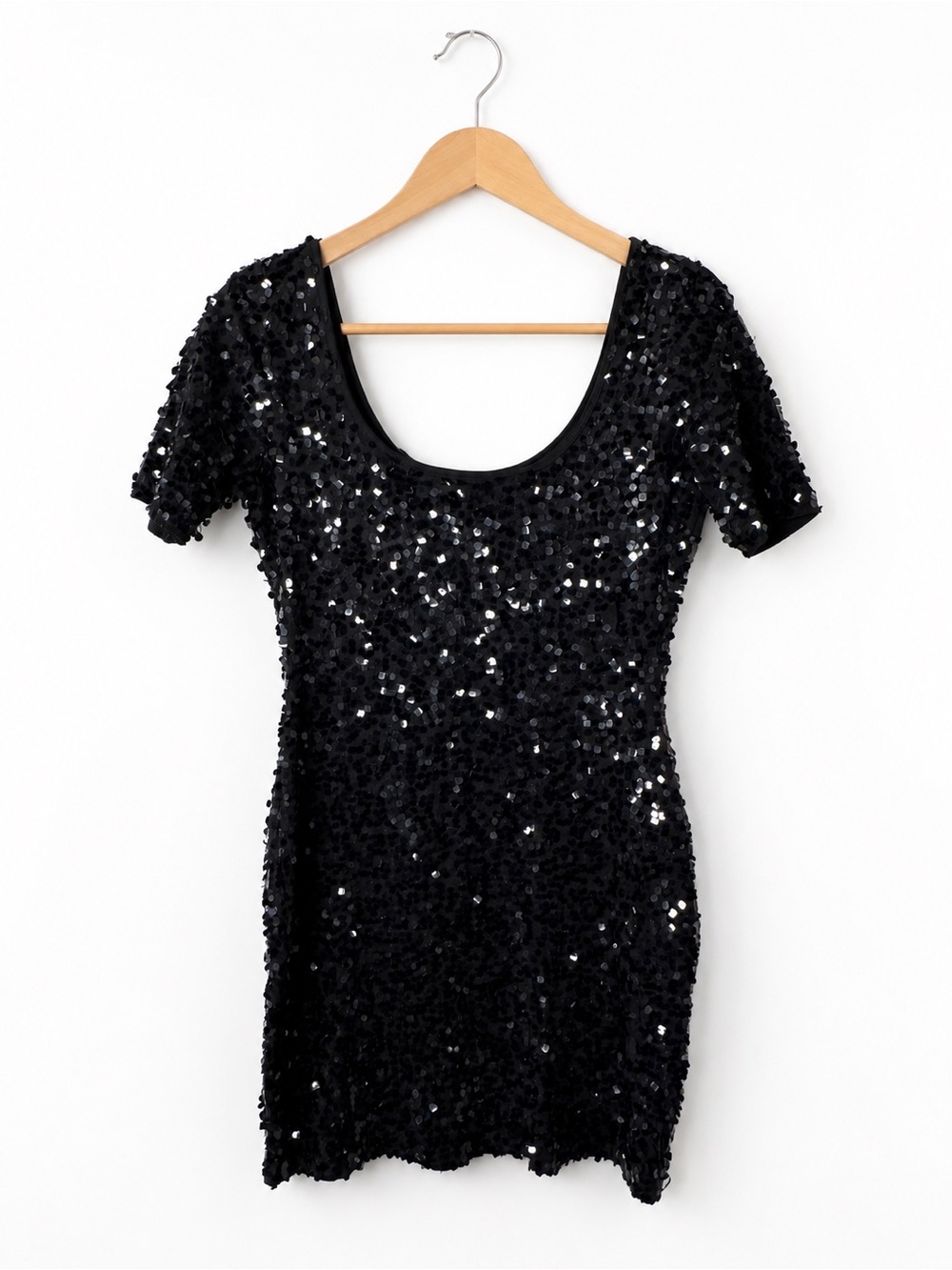 Vivienne Tam Black Sequin Mini Dress Size 2 Y2K Party Cocktail Glam Vintage